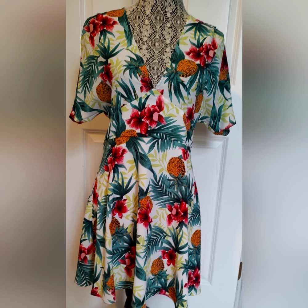 Tropical Symphony Dress with flowers and pineapples